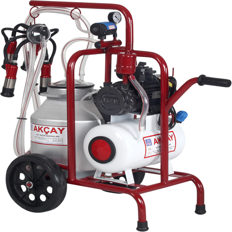 Tek Sağım Yağlı Sistem 30 LT Alüminyum Güğümlü Süt Sağım Makinesi