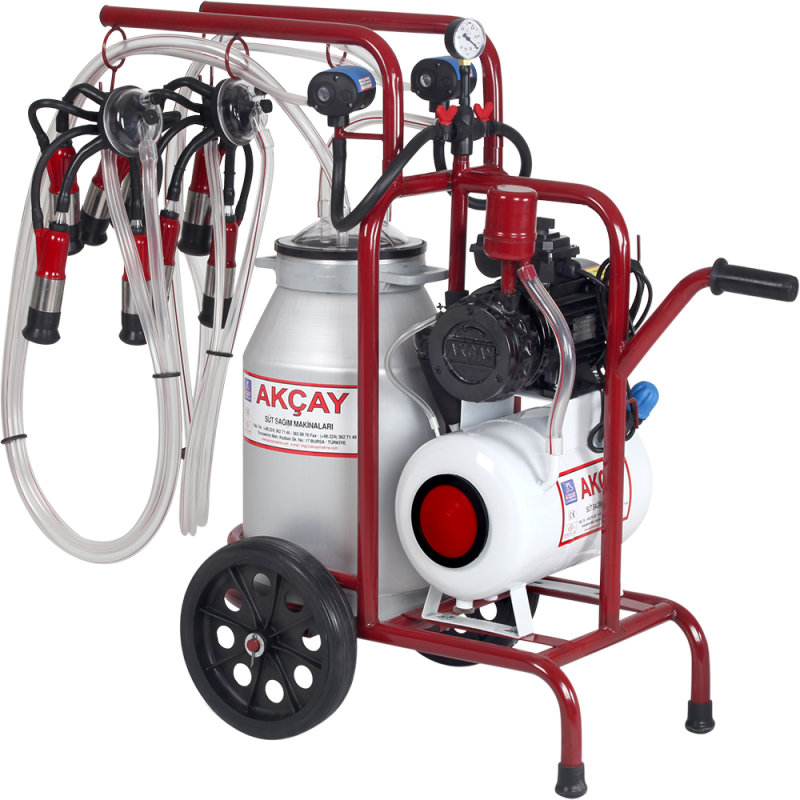 Çift Sağım Yağlı Sistem 40 LT Alüminyum Güğümlü Süt Sağım Makinesi